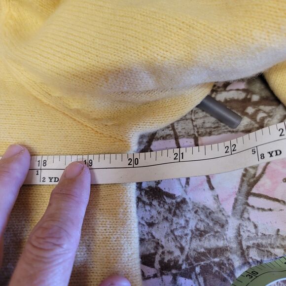 Old Navy Vtg 90s Yellow Full Zip Hooded 100% Lambs Wool Sweater Womens Size L - Picture 8 of 9